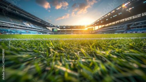 Artificial turf in the soccer stadium. Generative Ai