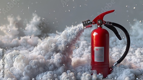 Fire extinguisher releases foam made with Ai generative technology