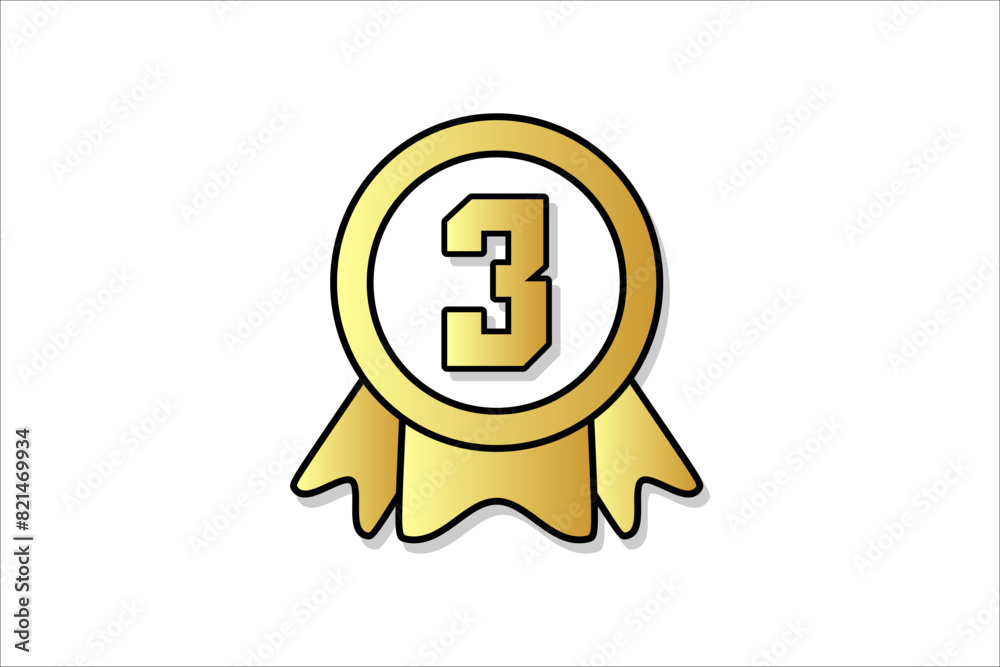 Flat number three third winner achievement champion award label logo template design illustration Flat number three third winner achievement champion award label logo template design illustration