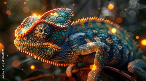 Tribal Chameleons Mystical Ritual A D Rendering of Reptilian Worship and Ancestral Culture © Sittichok