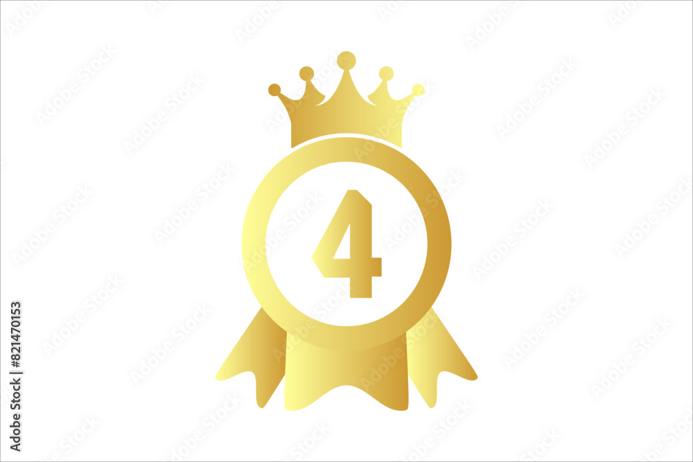 Flat number four winner achievement champion award label logo template modern design illustration Flat number four winner achievement champion award label logo template modern design illustration