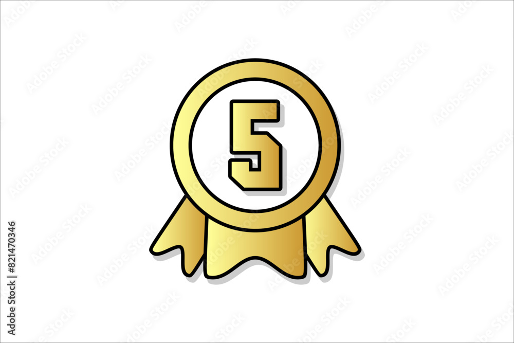 Flat number five winner achievement champion award label logo template design illustration Flat number five winner achievement champion award label logo template design illustration