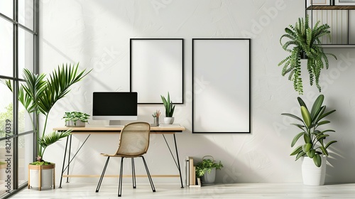 Modern Interior Design: Home Office Frame Mockup, ISO A Paper Size © Ahmad-Muslimin