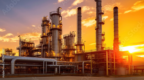 Oil Refinery at Sunset photo