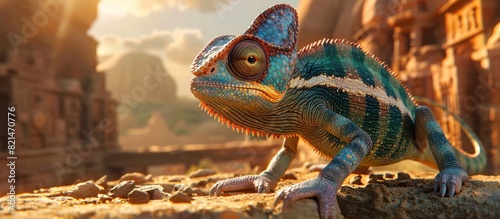 Chameleon Archaeologist Uncovers Dinosaur Fossils at Golden Hour photo