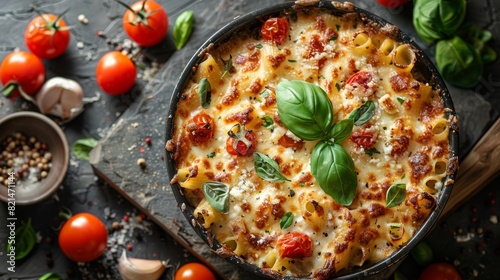 baked feta pasta, delightful feta pasta with baked cherry tomatoes and garlic, ideal for a cozy evening at home, heres the flavorful recipe photo
