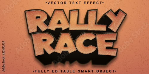 Cartoon Brown Rally Race Vector Fully Editable Smart Object Text Effect