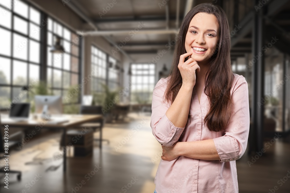 Portrait of female boss at work in modern office Portrait of female boss at work in modern office