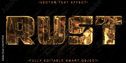 Worn Shiny Rusty Bronze Vector Fully Editable Smart Object Text Effect