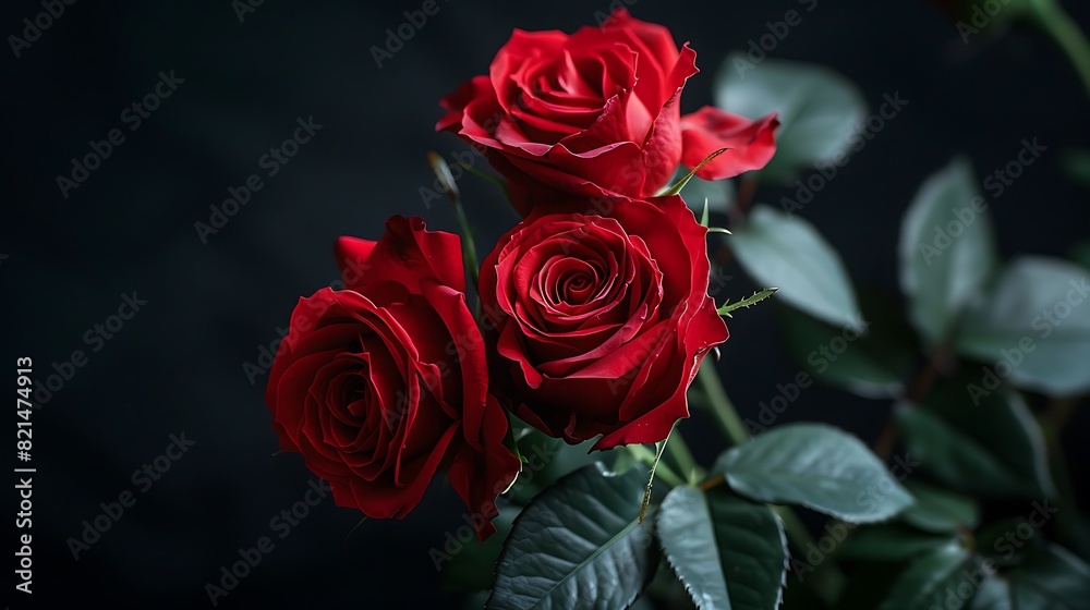 Obraz premium flower, nature, red, background, blossom, valentine, black, floral, romance, romantic, rose, isolated, decoration, beautiful, bloom, closeup, plant, colours, greeting, petal, love, gift, celebration, 