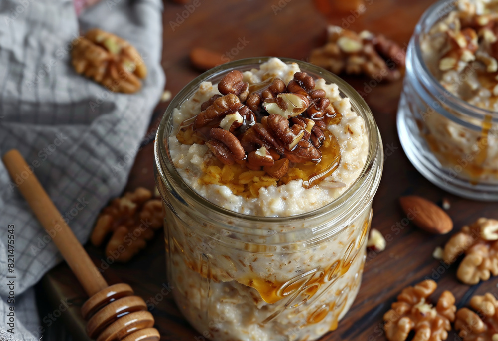 healthy breakfast ideas, mason jar filled with overnight oats, nuts, and honey a convenient breakfast idea you can grab on the go healthy breakfast ideas, mason jar filled with overnight oats, nuts, and honey a convenient breakfast idea you can grab on the go