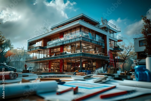 Wallpaper Mural Drafter's workspace with CAD software, blueprints, and technical instruments for accurate construction drawings Torontodigital.ca