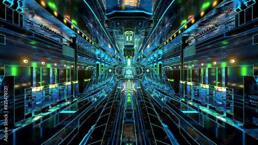 A dizzying, swinging perspective tunnel of detailed sci-fi lights on a seamless loop. Perfect for music videos, nightclubs, stage performances, LED screens and projection cards. A dizzying, swinging perspective tunnel of detailed sci-fi lights on a seamless loop. Perfect for music videos, nightclubs, stage performances, LED screens and projection cards.