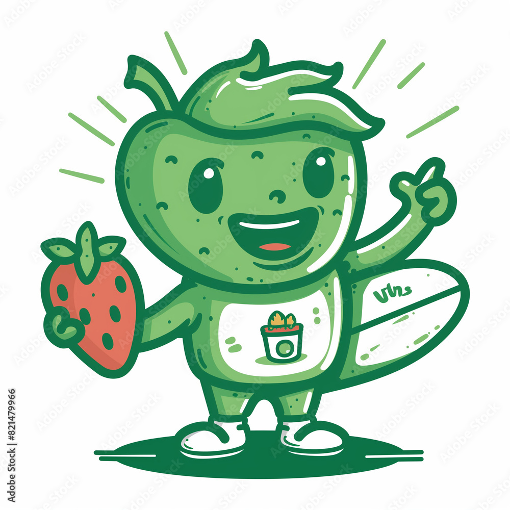 Obraz premium Cute strawberry surfer