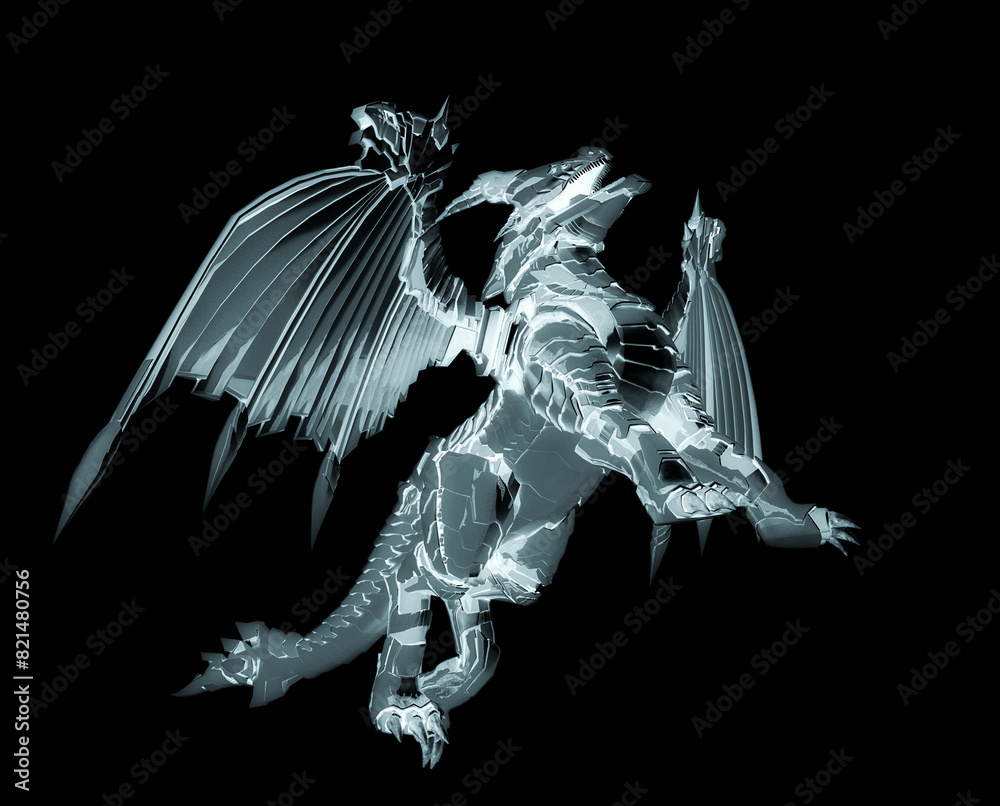 Fototapeta premium mech dragon is flying up fast