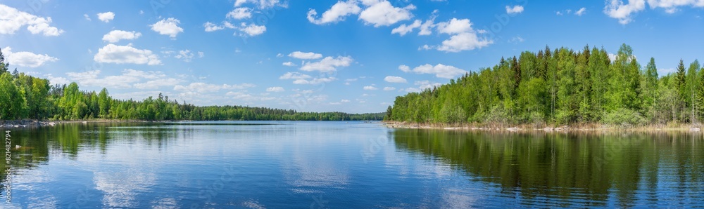 Hallangen lake panorama near Vårdslunda. Sweden