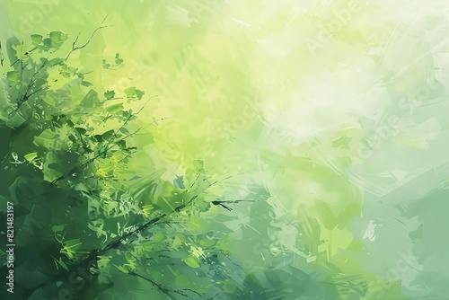 abstract spring or summer background with fresh green colors digital painting