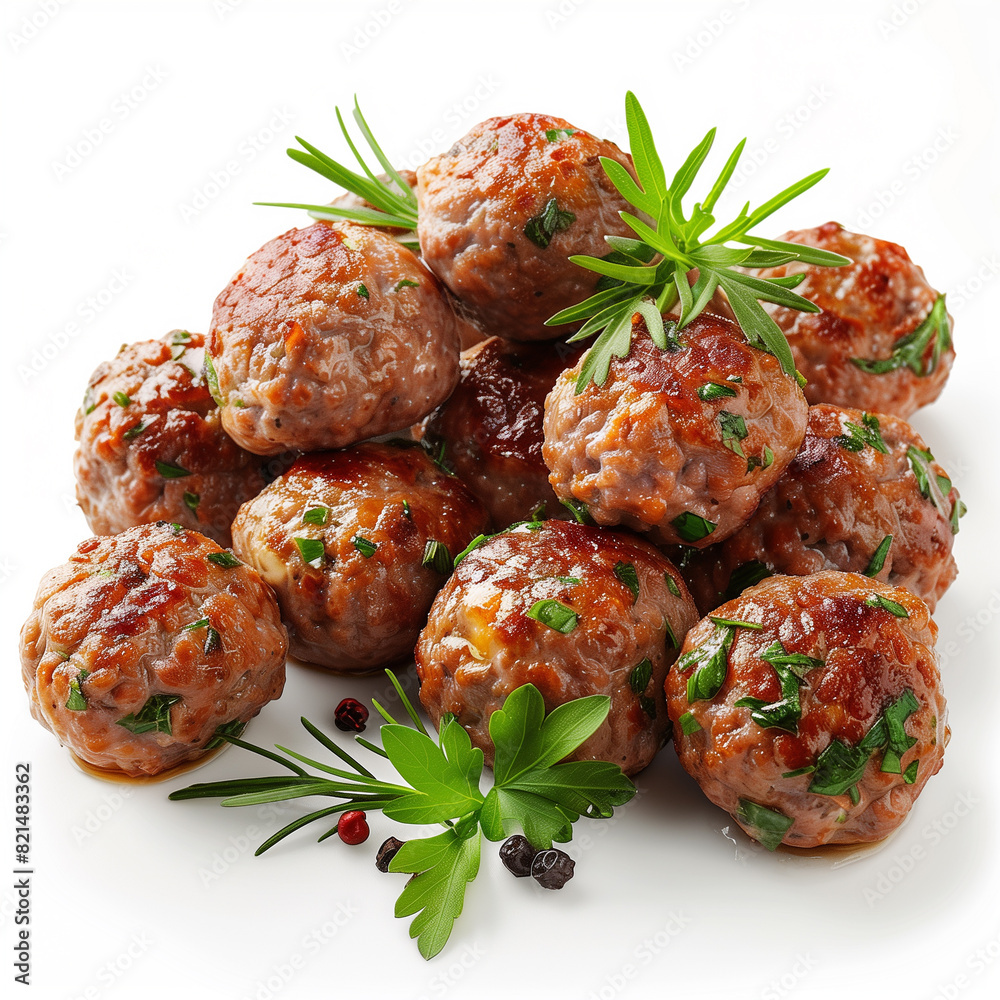 Heap of prepared meatballs on white background. Heap of prepared meatballs on white background.