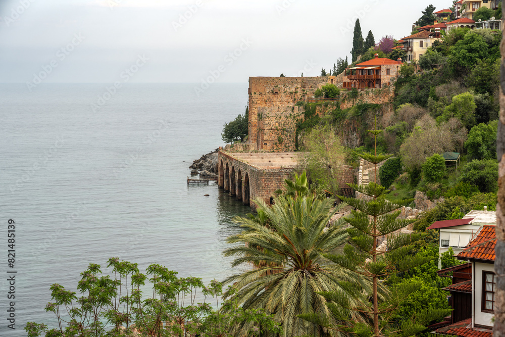 Historical Alanya Shipyard and Kizil Kule walls located in Alanya district of Antalya Historical Alanya Shipyard and Kizil Kule walls located in Alanya district of Antalya