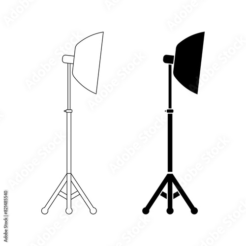 Photographic lighting icon set isolated on white background