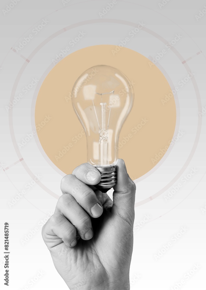collage of hand hold bright light bulb collage of hand hold bright light bulb