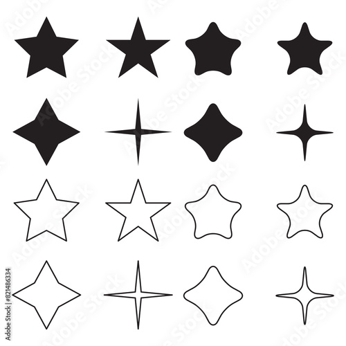vector star shape outline set element design