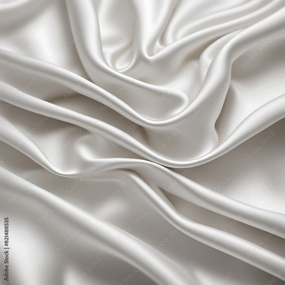 Obraz premium Soft White Blurred Background Texture: Elegant and Peaceful Satin Fabric with Silky Ripple Effect, Luxurious Smooth Material for Fashion, Beauty Design, Home Décor, and Creative Projects
