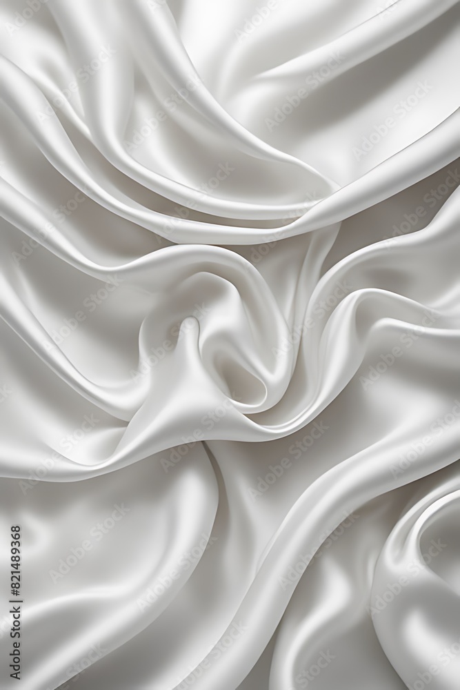 Obraz premium Soft White Blurred Background Texture: Elegant and Peaceful Satin Fabric with Silky Ripple Effect, Luxurious Smooth Material for Fashion, Beauty Design, Home Décor, and Creative Projects
