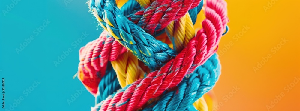 Abstract background with colorful rope and knot.