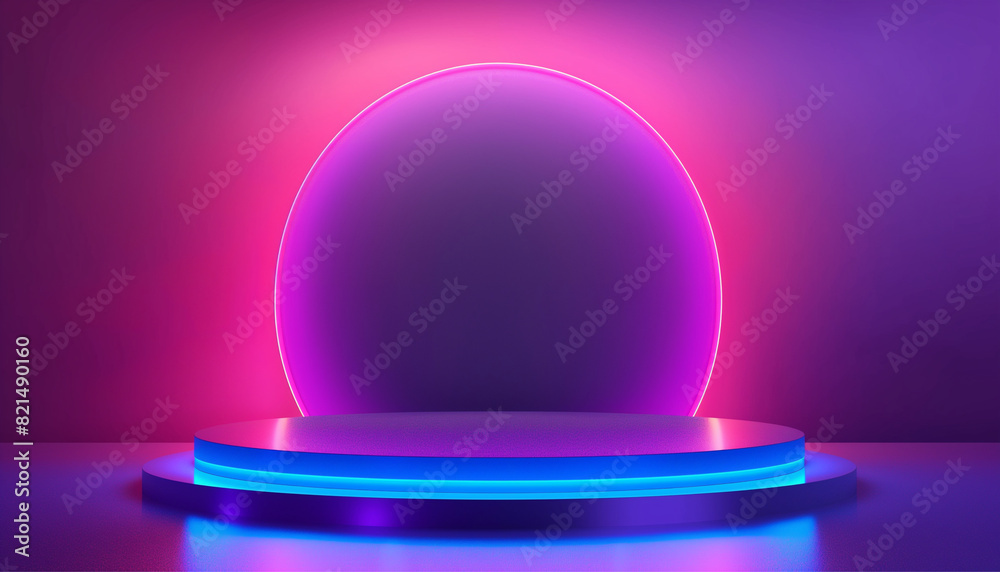 Abstract neon futuristic background podium - 3d illustration, light podium for your product showcase. Blank Vector 3d stage Abstract neon futuristic background podium - 3d illustration, light podium for your product showcase. Blank Vector 3d stage