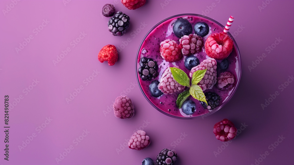 Bowl of Mixed Berries on Purple Background Bowl of Mixed Berries on Purple Background