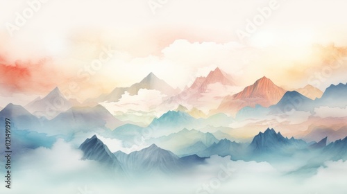 illustration watercolor mountains multicolored wallpaper background