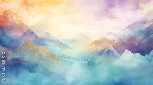 illustration watercolor mountains multicolored wallpaper background