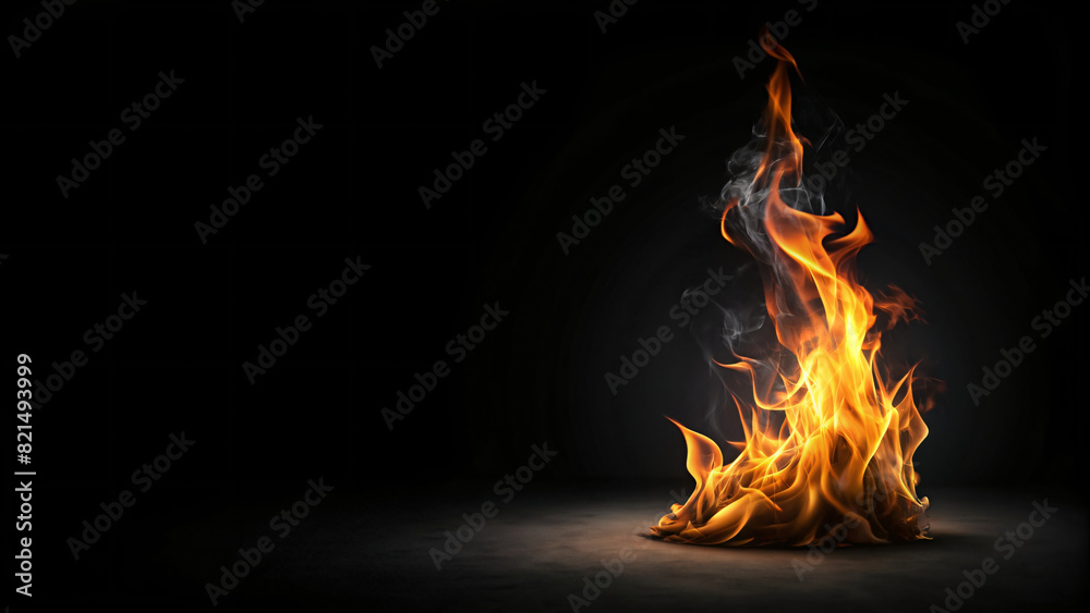 Cozy orange flames dance in a dark place Cozy orange flames dance in a dark place