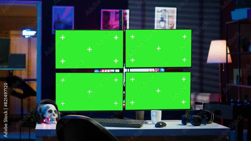 Hack Display Windows Hacker using isolated screen multi monitor PC setup, doing computer ...