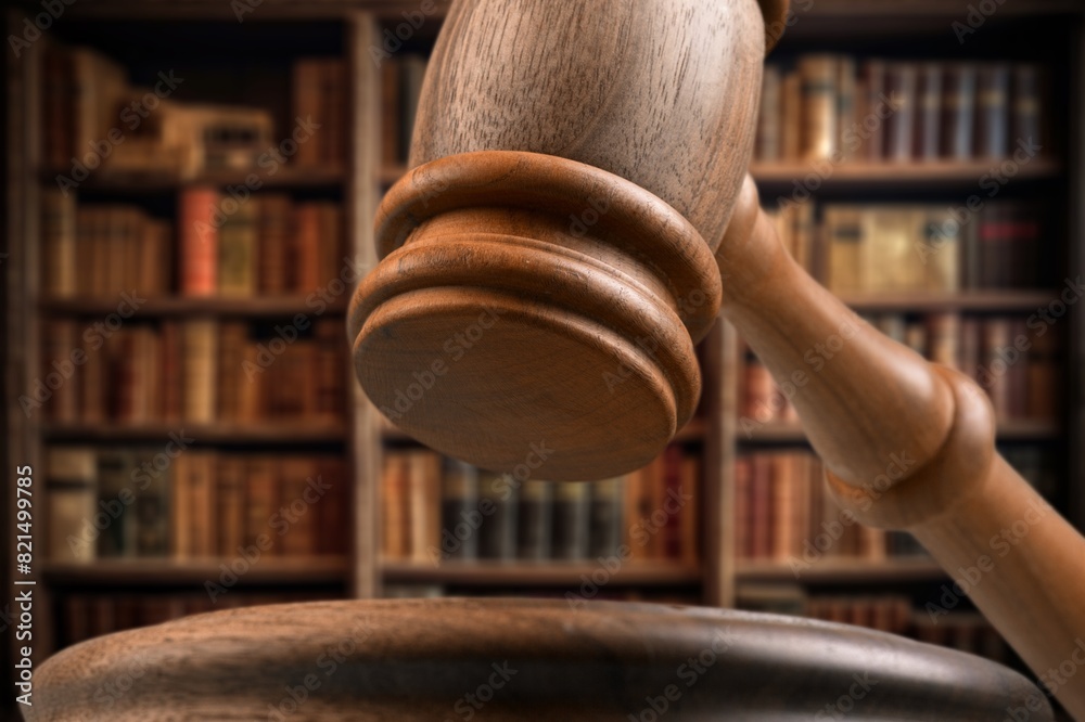 Obraz premium Judge wooden gavel, on an office desk