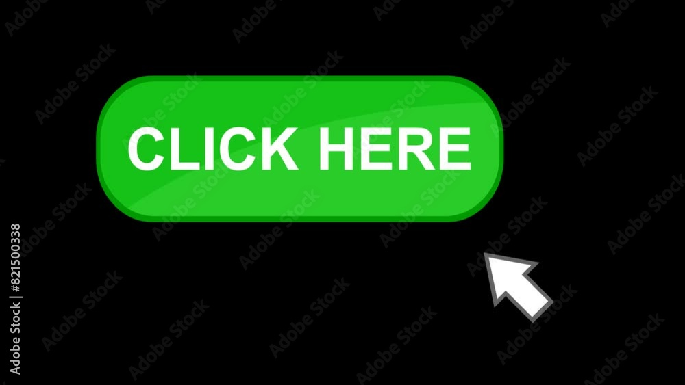 video animation mouse cursor clicking on button click here text, on a transparent background with alpha channel set to zero video animation mouse cursor clicking on button click here text, on a transparent background with alpha channel set to zero