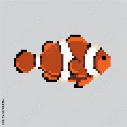 Pixel art illustration Nemo Fish. Pixelated Nemo Fish. Nemo Fish animal pixelated for the pixel art game and icon for website and video game. old school retro.