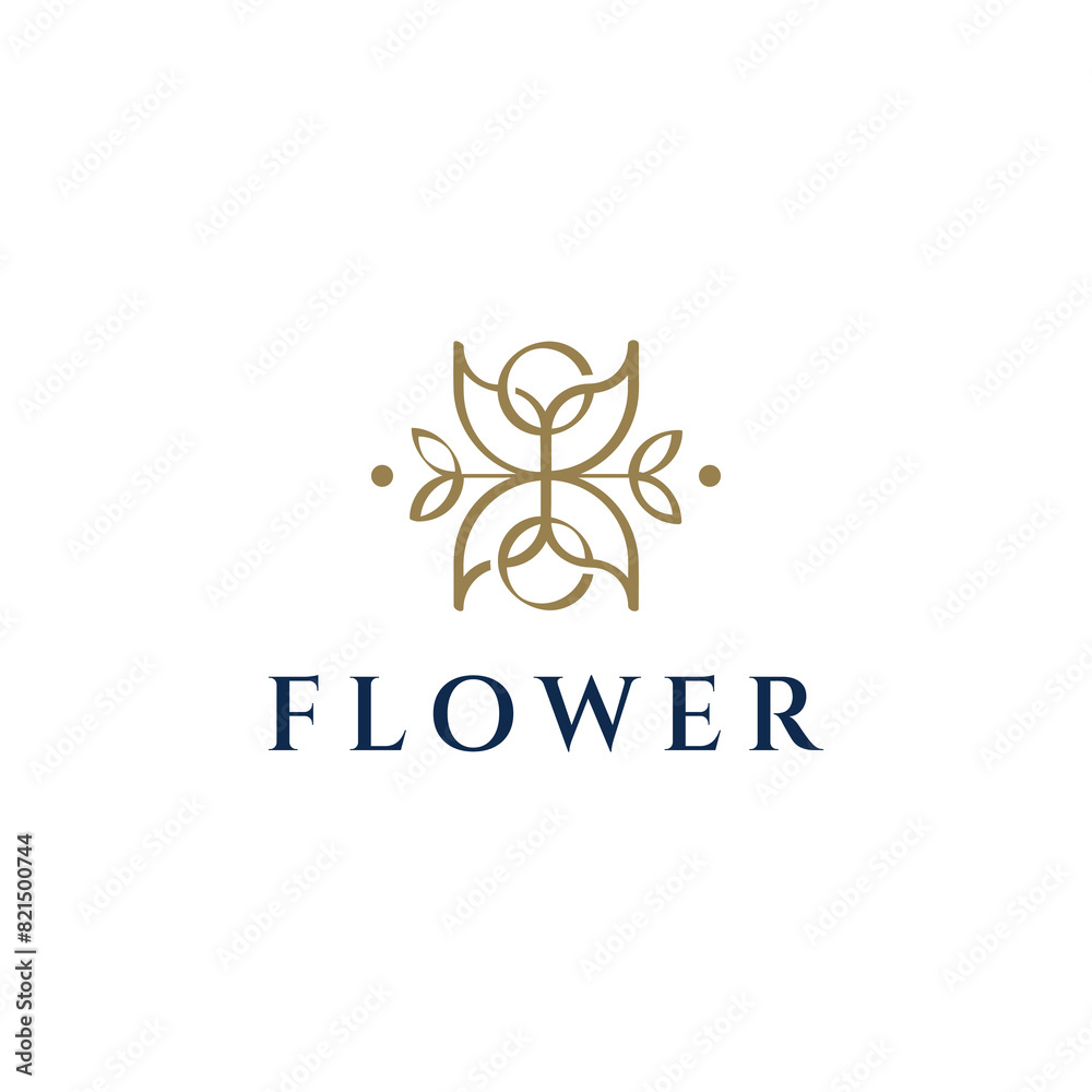 Gold Flower Leaf Beauty Luxury Logo Gold Flower Leaf Beauty Luxury Logo
