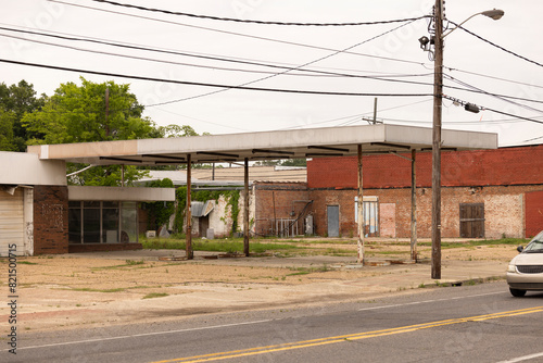 Rayville, Louisiana, USA - April 24, 2024: Cloudy afternoon light shines on the historic downtown district. © Matt Gush