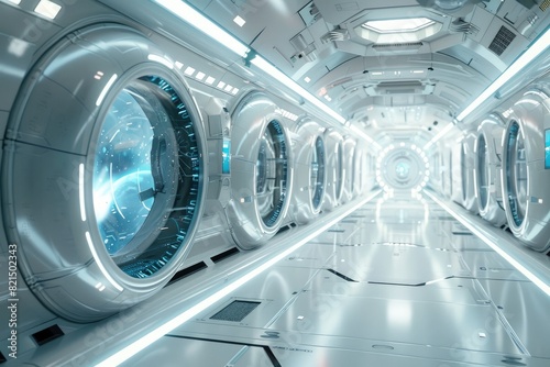 Fototapeta Naklejka Na Ścianę i Meble -  High-tech control room inside the space station