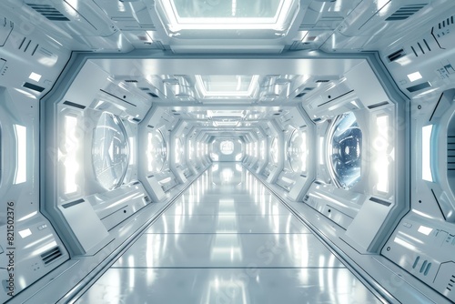 Fototapeta Naklejka Na Ścianę i Meble -  High-tech control room inside the space station