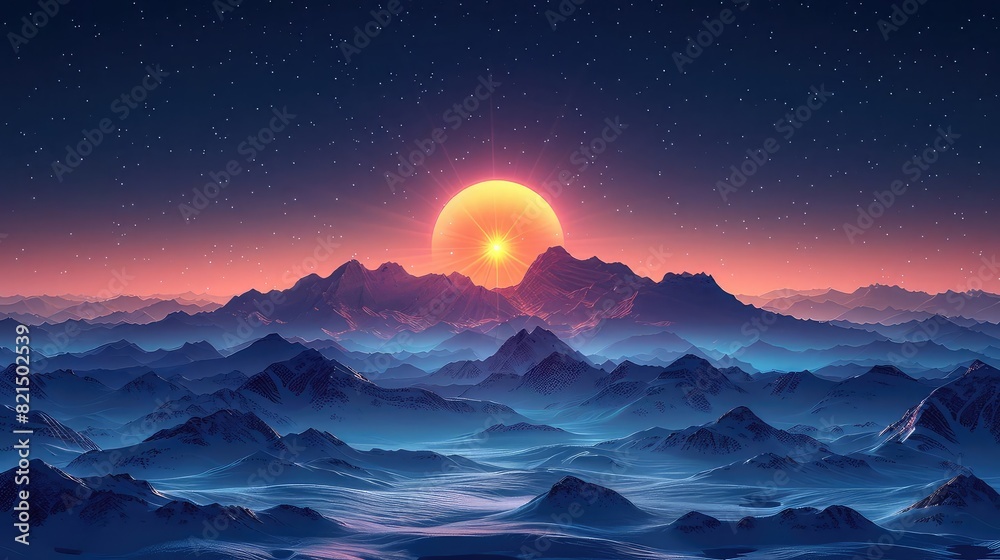 Starry night over Tundra flat design top view clear sky viewing theme animation Tetradic color scheme Starry night over Tundra flat design top view clear sky viewing theme animation Tetradic color scheme