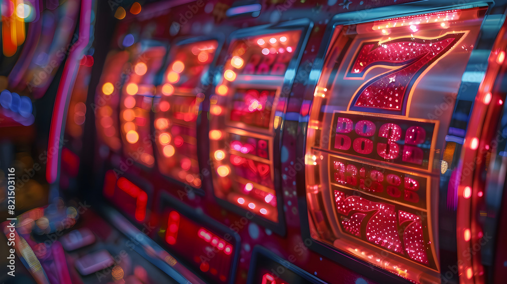 a close up of a casino machine with red lights a close up of a casino machine with red lights