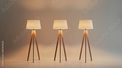 Set of modern cozy floor lamp on white background