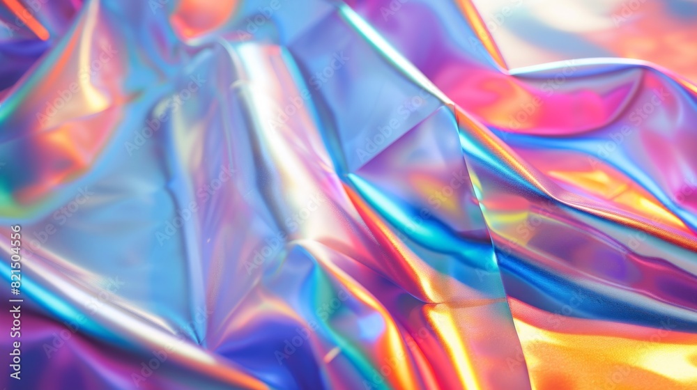 Fototapeta premium Detailed view of a vibrant, metallic-infused material with a striking, reflective surface. Sumptuous, high-end fabric concept