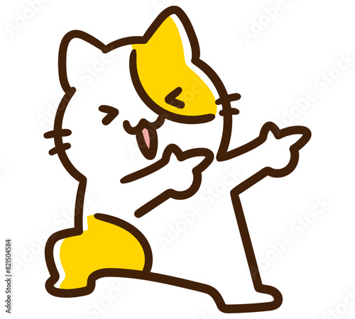 かっこいい決めポーズをするかわいいねこのキャラクターのコミカルなイラスト