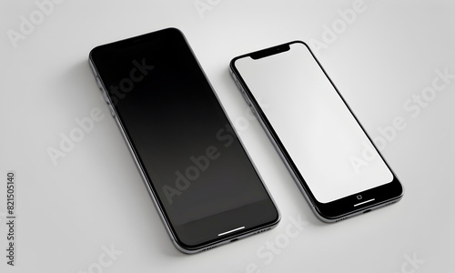 mobile phones with edge-to-edge screens presented on a neutral background. Showcasing UI/UX designs and technology concepts. AI Illustration.