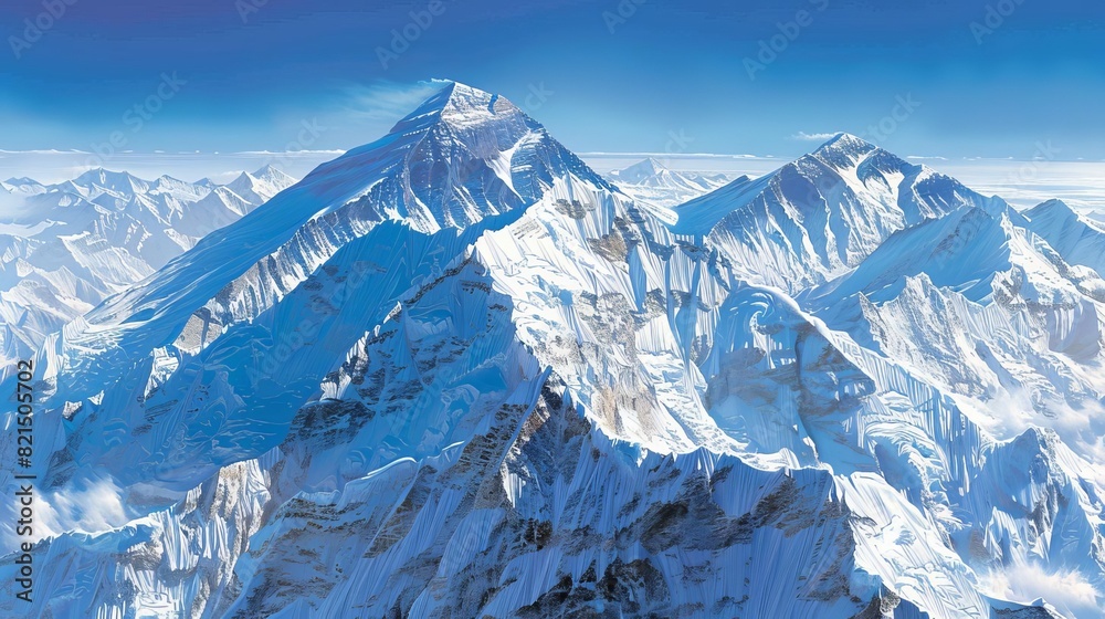 A detailed map of Mount Everest showing popular climbing routes,