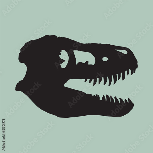 Silueta de craneo fosil de tiranosaurio rex dinosaurio hueso 